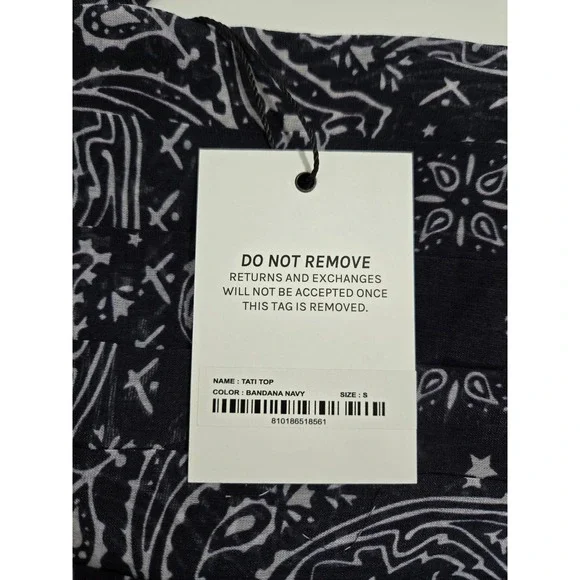 Miaou Tati Top Bandana Navy Silk Blend Corset Style Cropped Camisole Size S - Picture 6 of 11